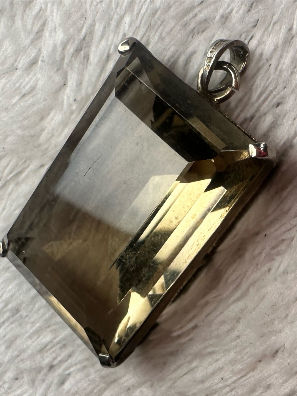 Vintage Smoky Quartz Pendant Sterling Silver